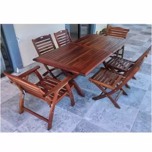 Troya Garden Maun Ahşap 6 Kişilik Masa Takımı
